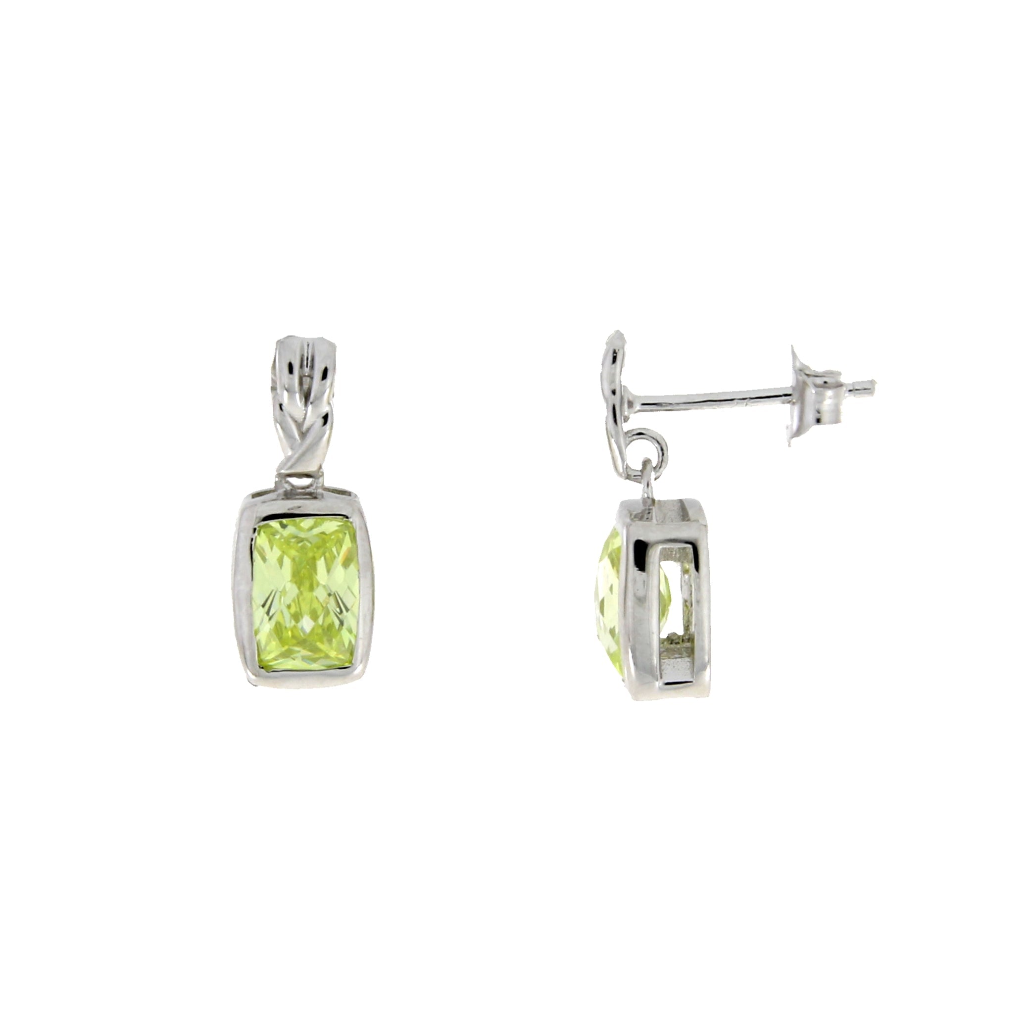 Natural Cubic Zirconium Dangle Earrings Sterling Silver by Bids.com
