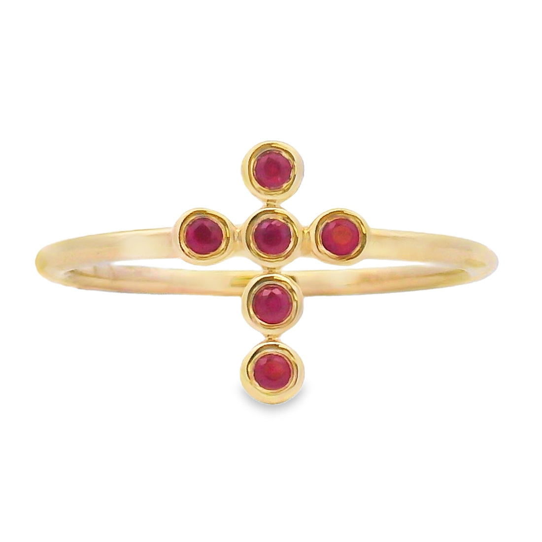 Natural .12ct Ruby Cross Ring 14KT Yellow Gold by Bids.com