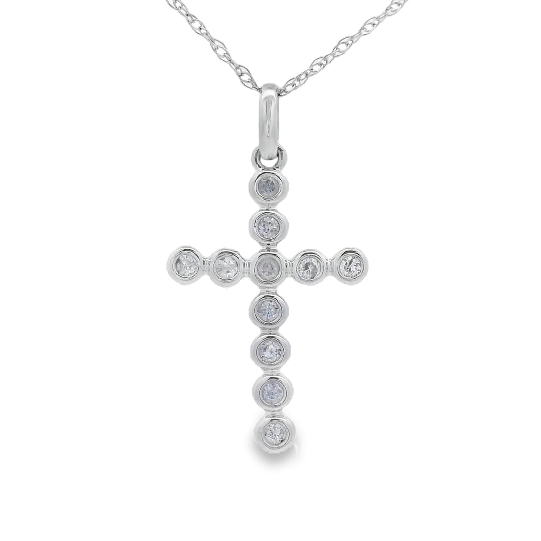 .09ct Diamond Cross Religious Pendant 14KT White Gold by Bids.com