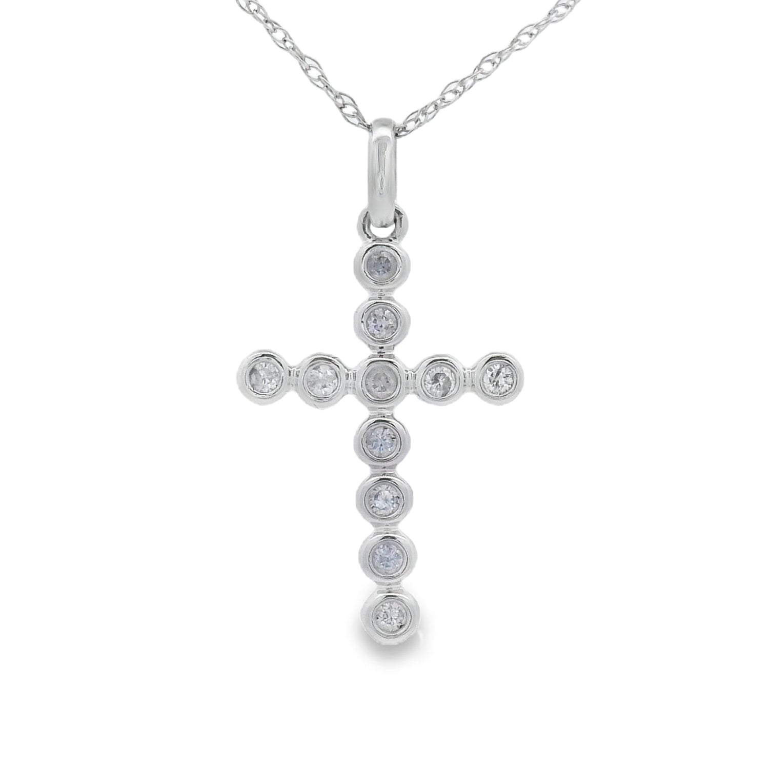 .09ct Diamond Cross Religious Pendant 14KT White Gold by Bids.com