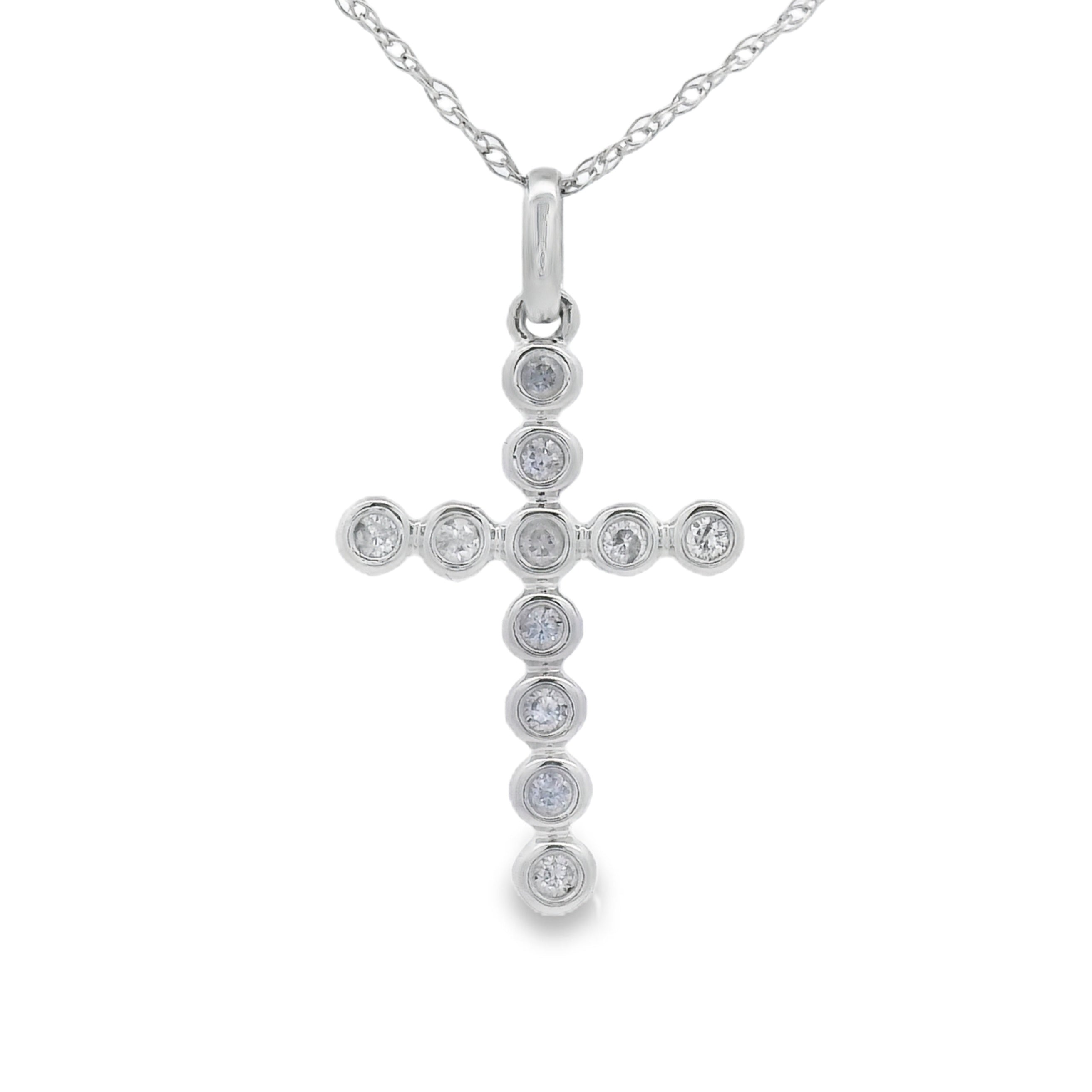 .09ct Diamond Cross Religious Pendant 14KT White Gold by Bids.com