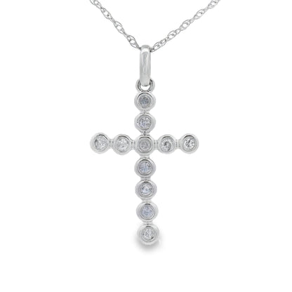 .09ct Diamond Cross Religious Pendant 14KT White Gold by Bids.com