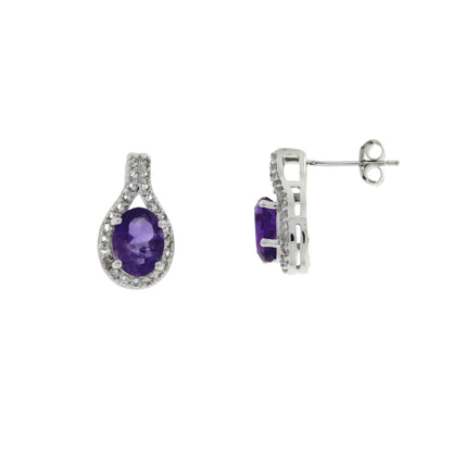 2.50ct Amethyst White Topaz Earrings Sterling Silver by Bids.com