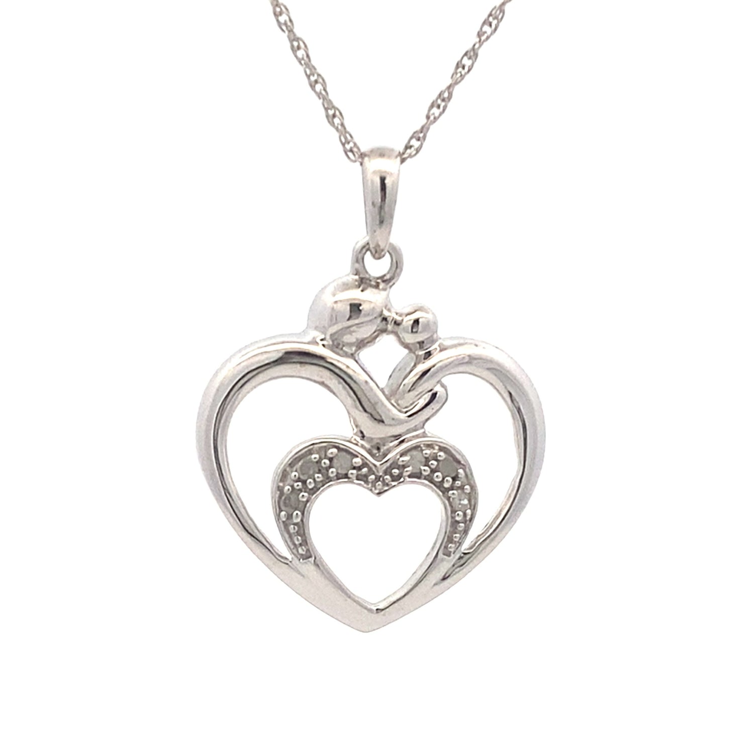 .10ct Diamond Heart Love Pendant Sterling Silver by Bids.com