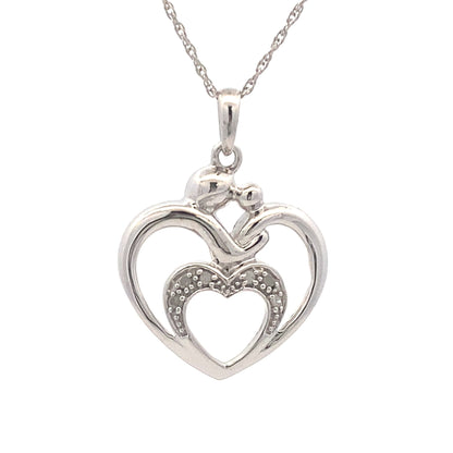 .10ct Diamond Heart Love Pendant Sterling Silver by Bids.com