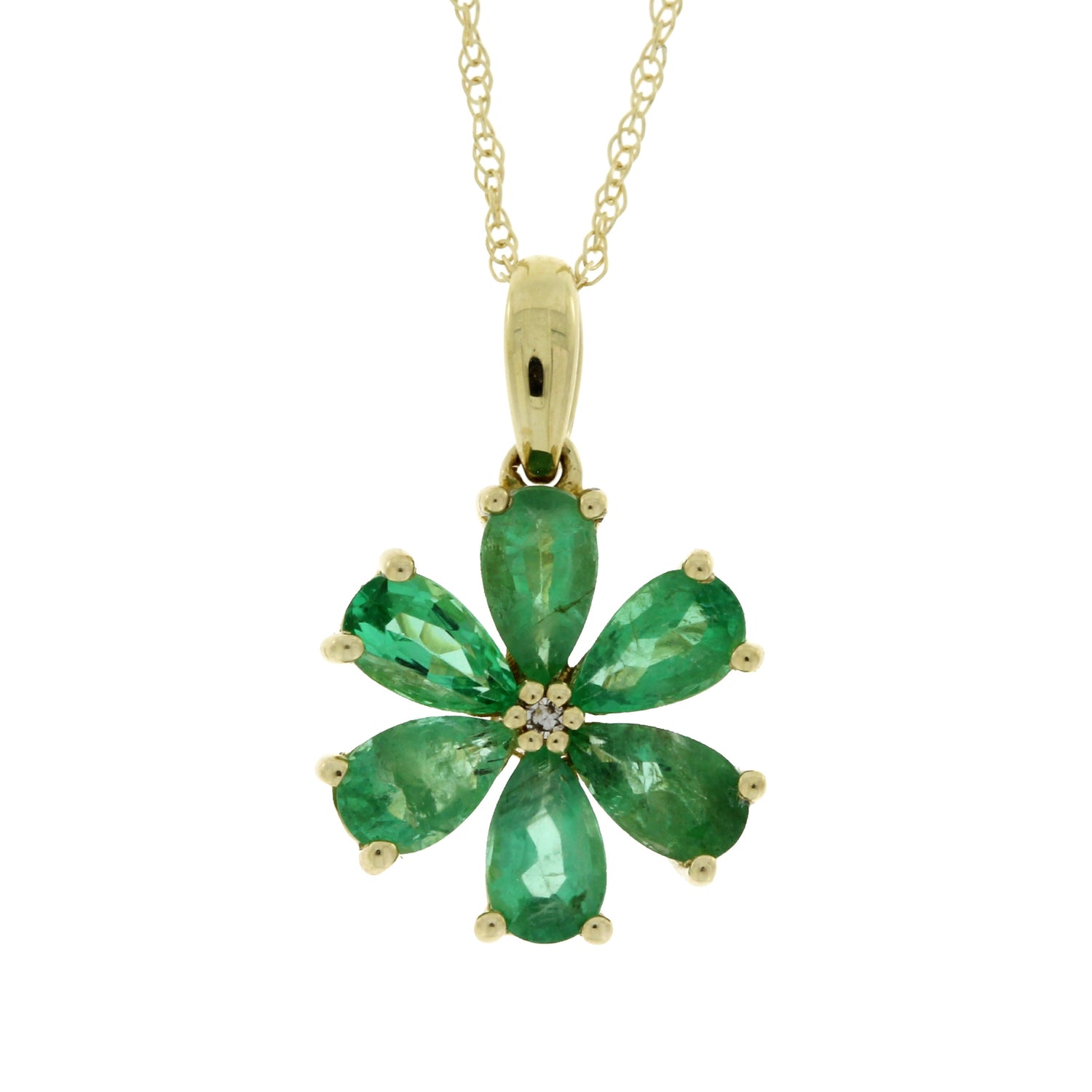 Emerald Diamond Fashion Pendants 14KT Yellow Gold by Bids.com