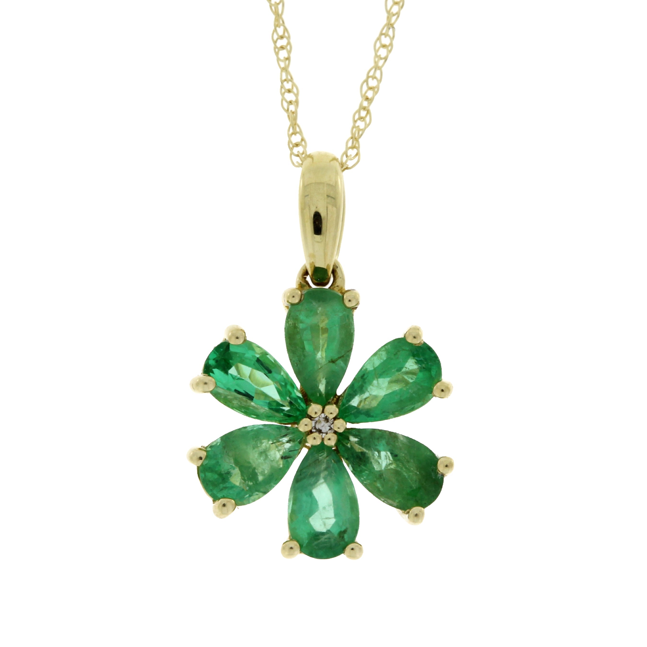 Emerald Diamond Fashion Pendants 14KT Yellow Gold by Bids.com