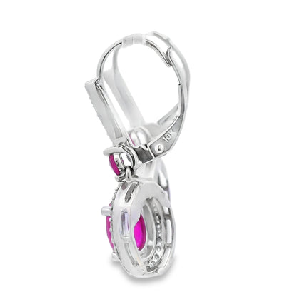 3.50ct Ruby Diamond Dangle Earrings 10KT White Gold by Bids.com