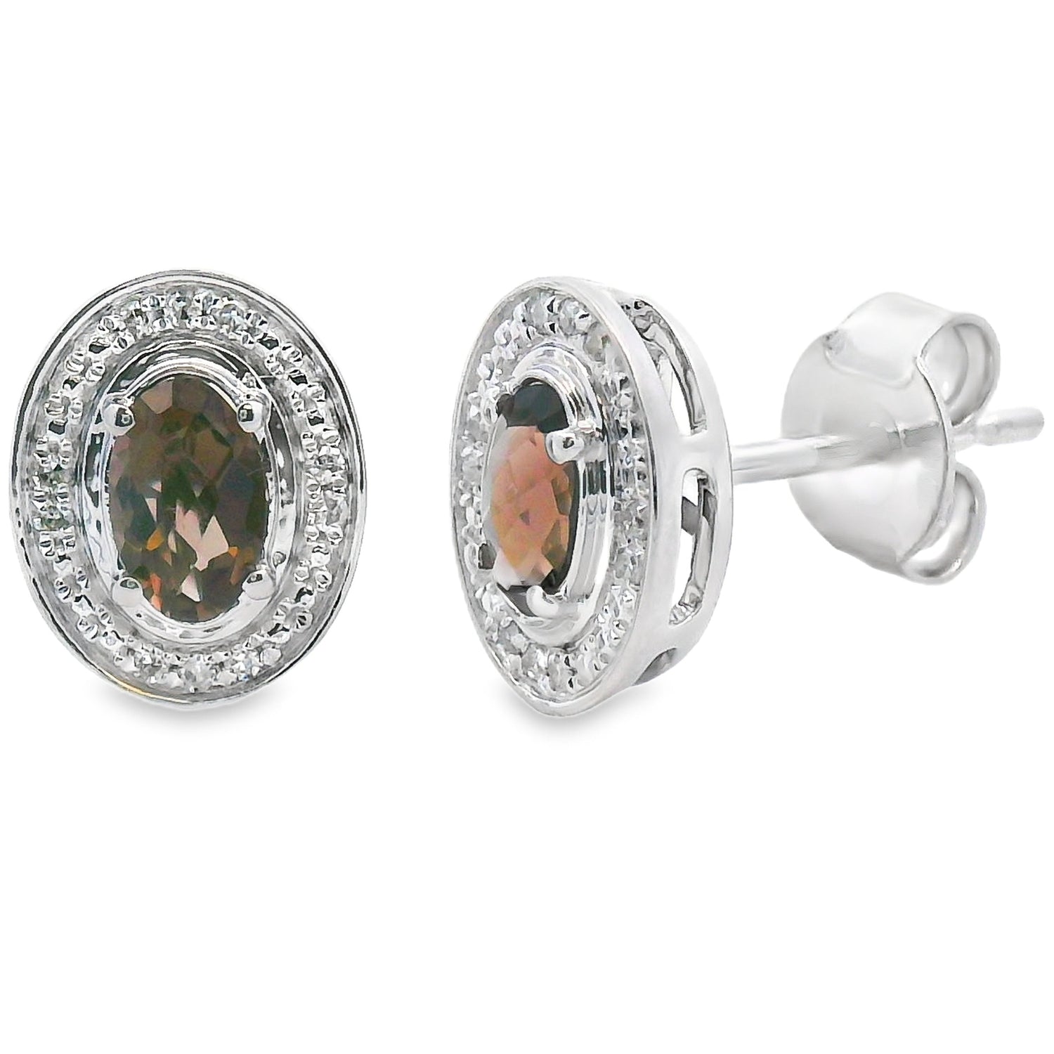 Genuine .45ct Quartz Diamond Earrings 10KT White Gold by Bids.com