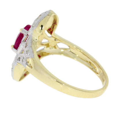 Genuine 1.05ct Ruby Diamond Ring 10KT Yellow Gold by Bids.com