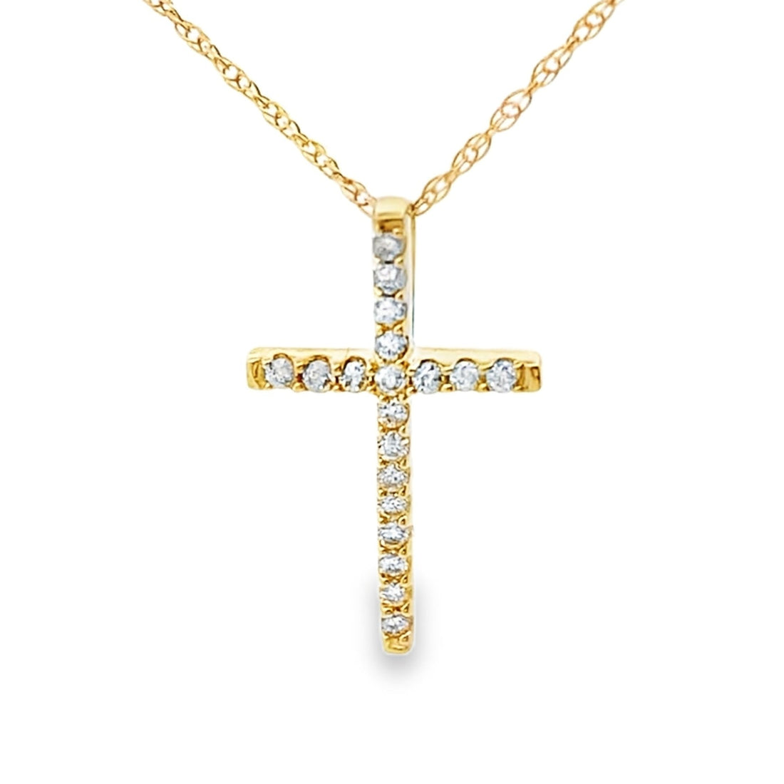 .10ct Diamond Cross Religious Pendant 14KT Yellow Gold by Bids.com