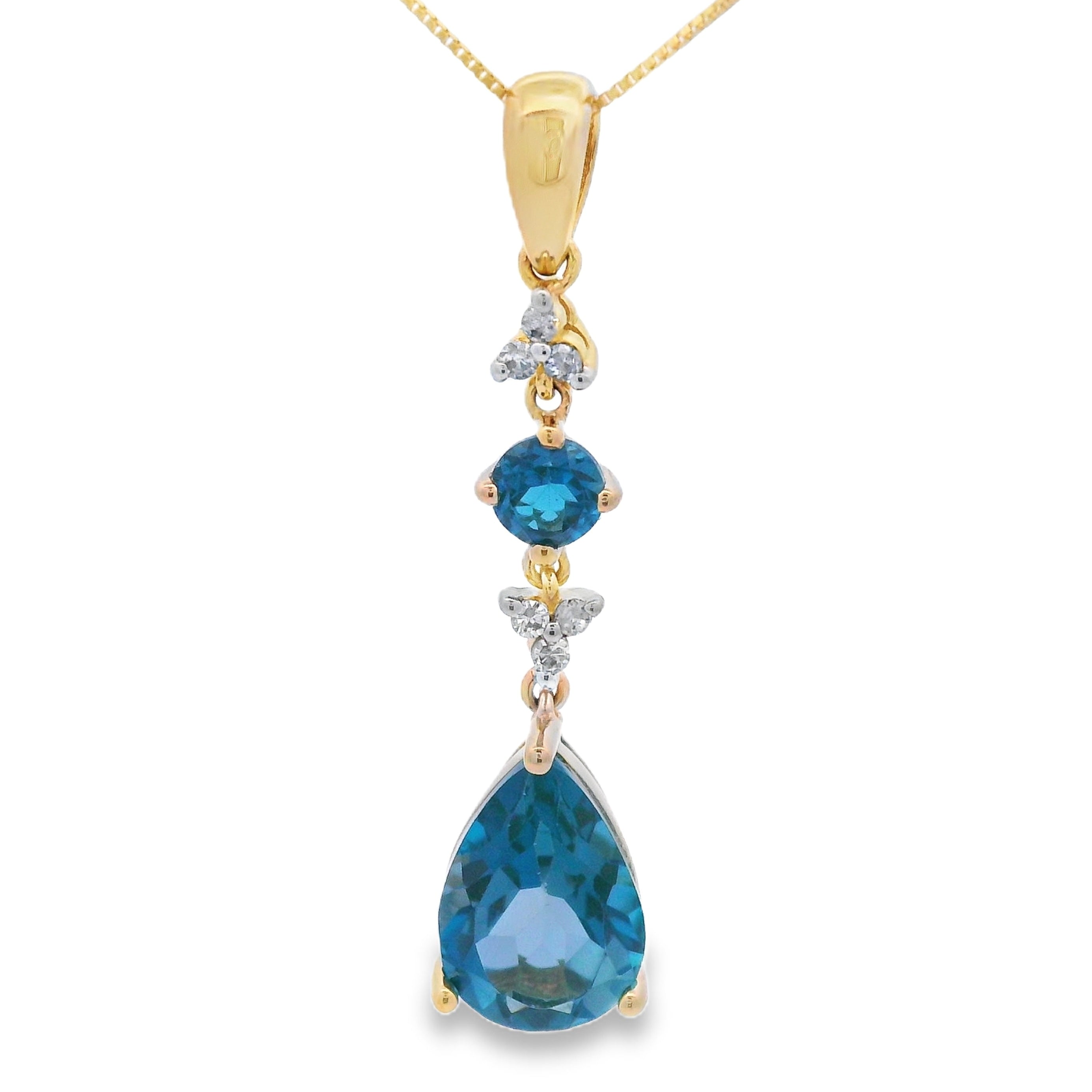 London Blue Topaz Fashion Pendants 10KT Yellow Gold by Bids.com