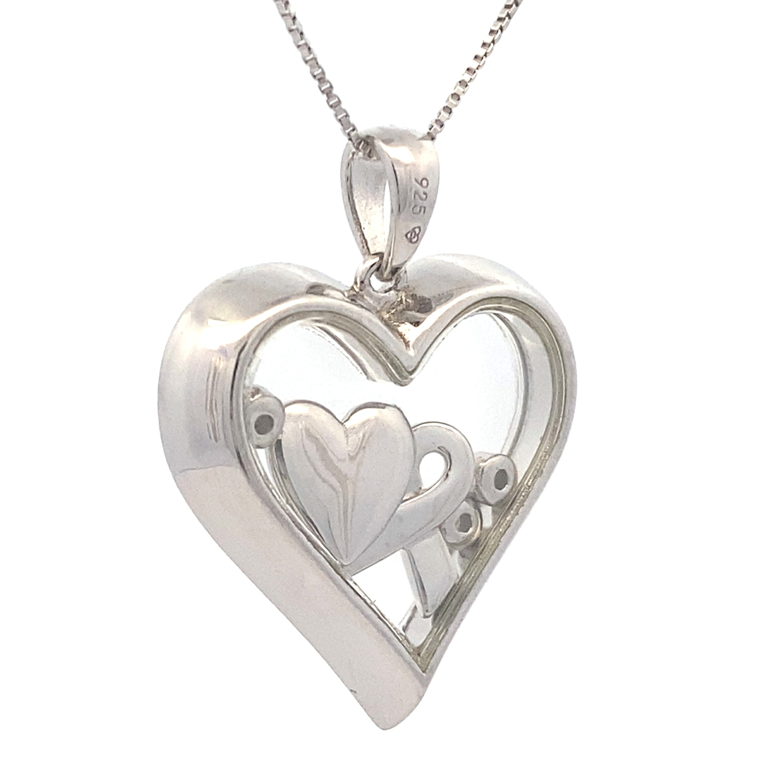 .02ct Diamond Heart Love Pendant Sterling Silver by Bids.com