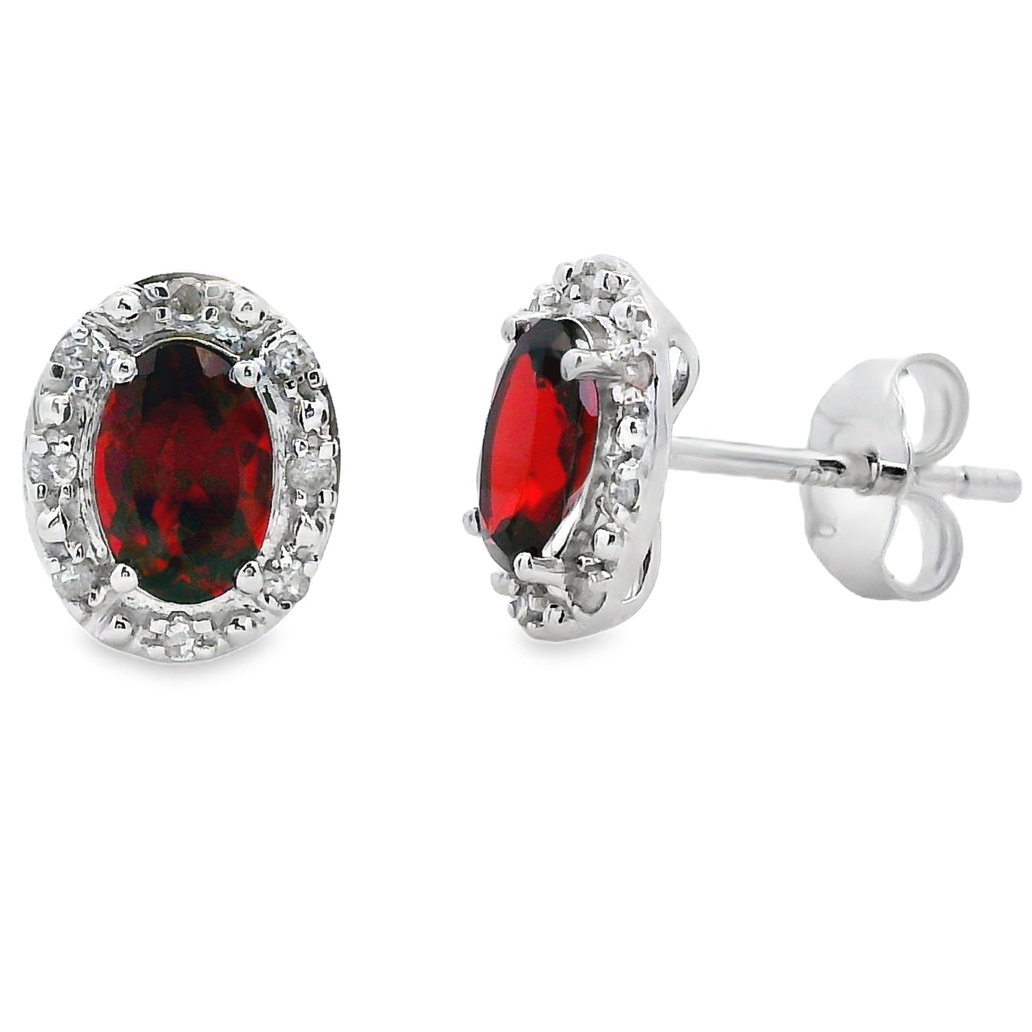 Genuine 1.18ct Garnet Diamond Earrings 10KT White Gold by Bids.com