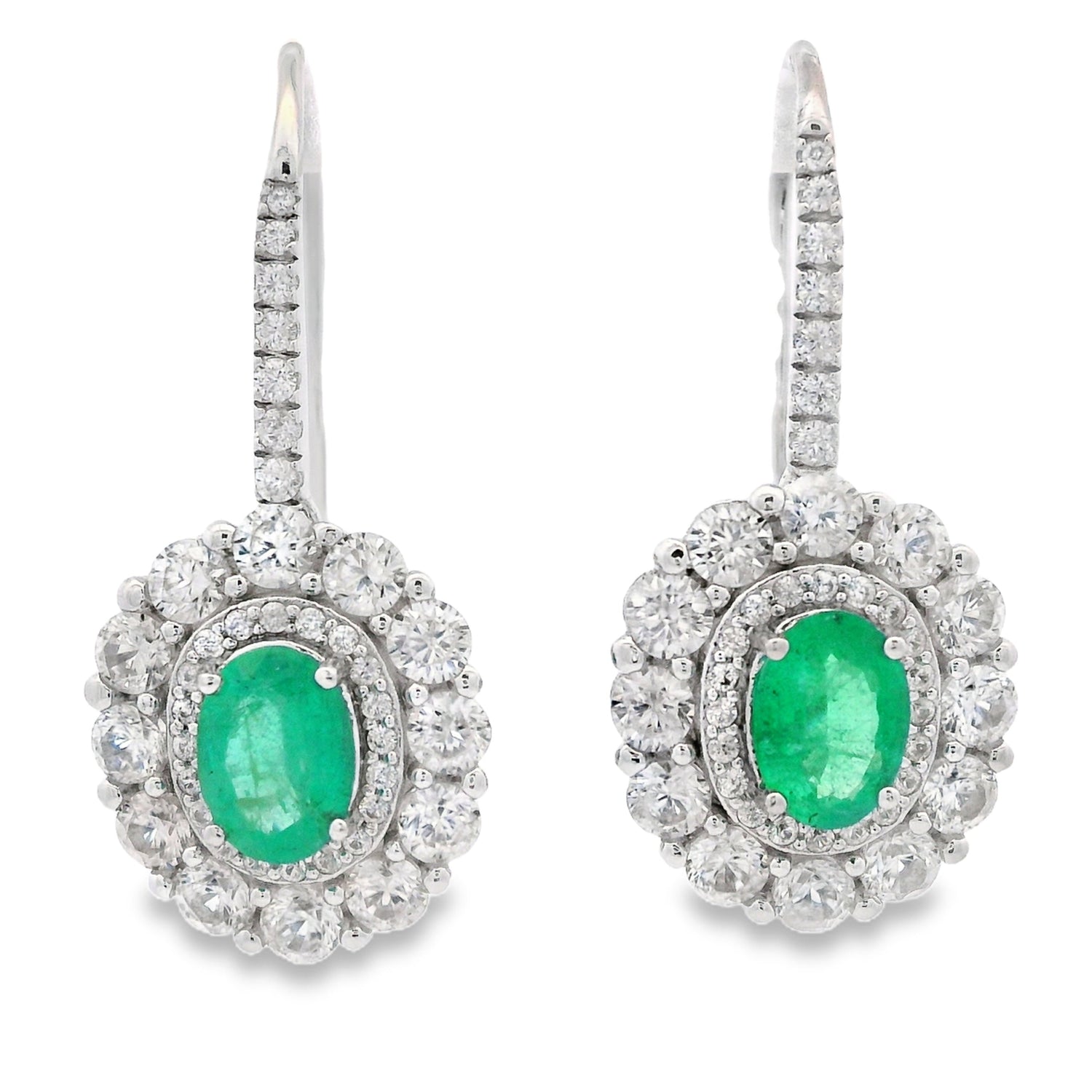 5.28ct Emerald Zircon Dangle Earrings Sterling Silver by Bids.com