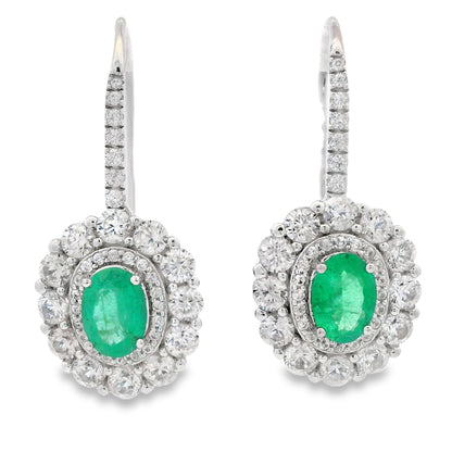 5.28ct Emerald Zircon Dangle Earrings Sterling Silver by Bids.com