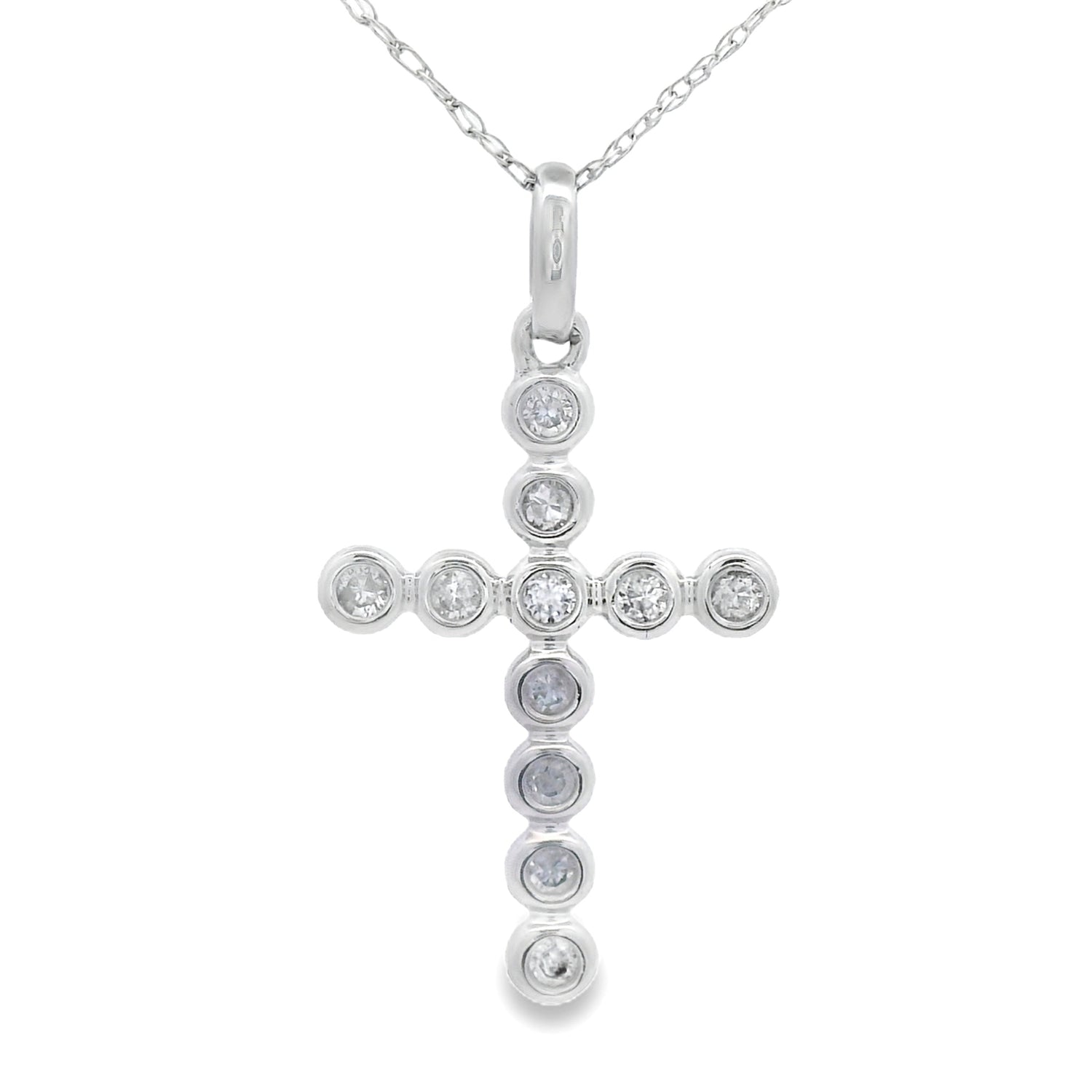 .12ct Diamond Cross Religious Pendant 14KT White Gold by Bids.com