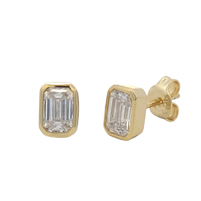 Genuine Moissanite Stud Earrings Sterling Silver by Bids.com