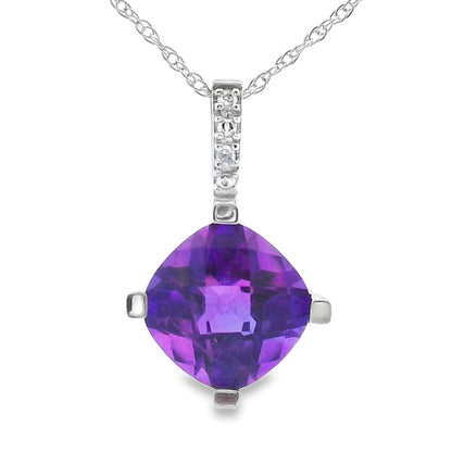 Amethyst Diamond Fashion Pendants 10KT White Gold by Bids.com