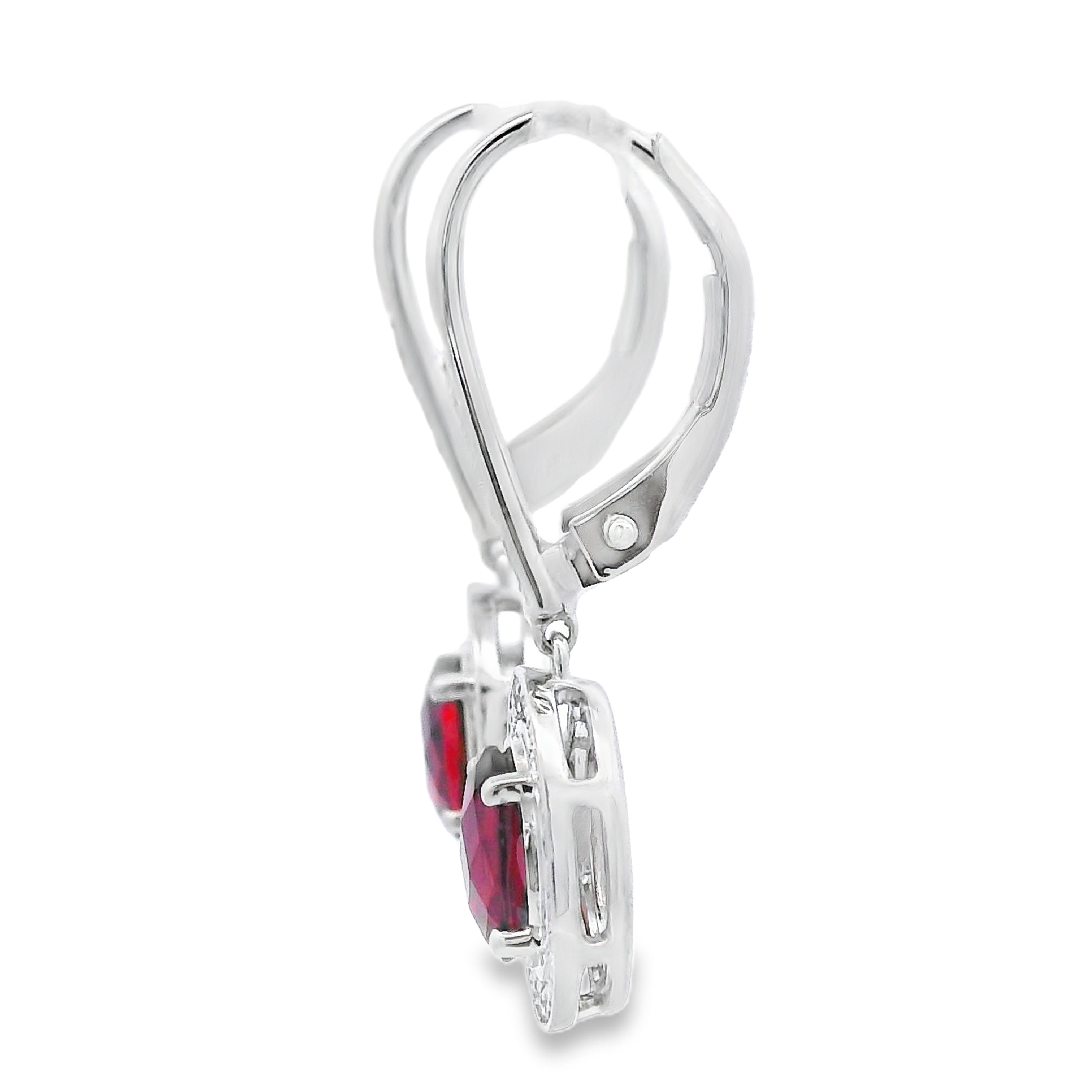 1.41ct Garnet Diamond Dangle Earrings 10KT White Gold by Bids.com