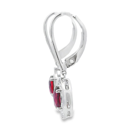 1.41ct Garnet Diamond Dangle Earrings 10KT White Gold by Bids.com