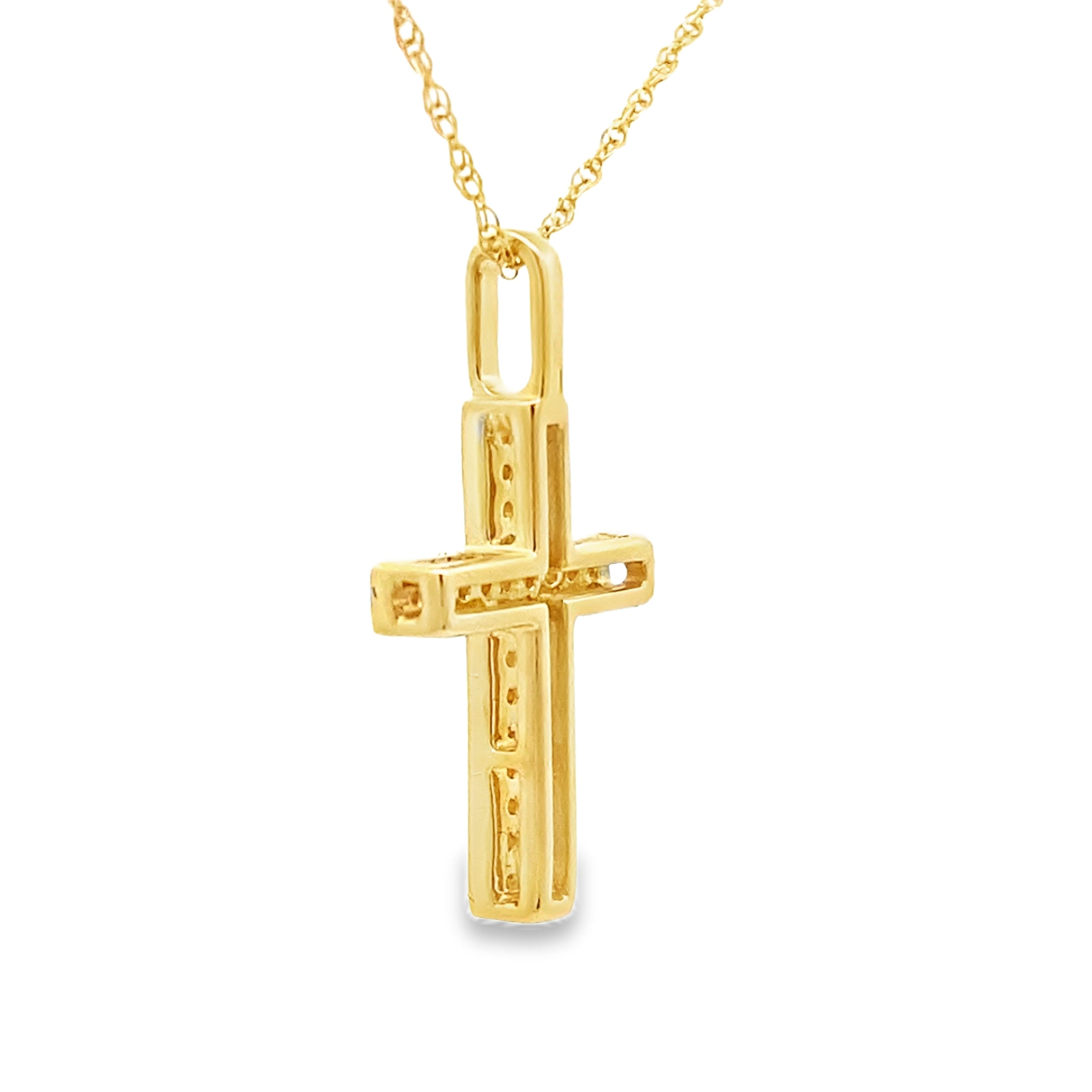.08ct Diamond Cross Religious Pendant 14KT Yellow Gold by Bids.com