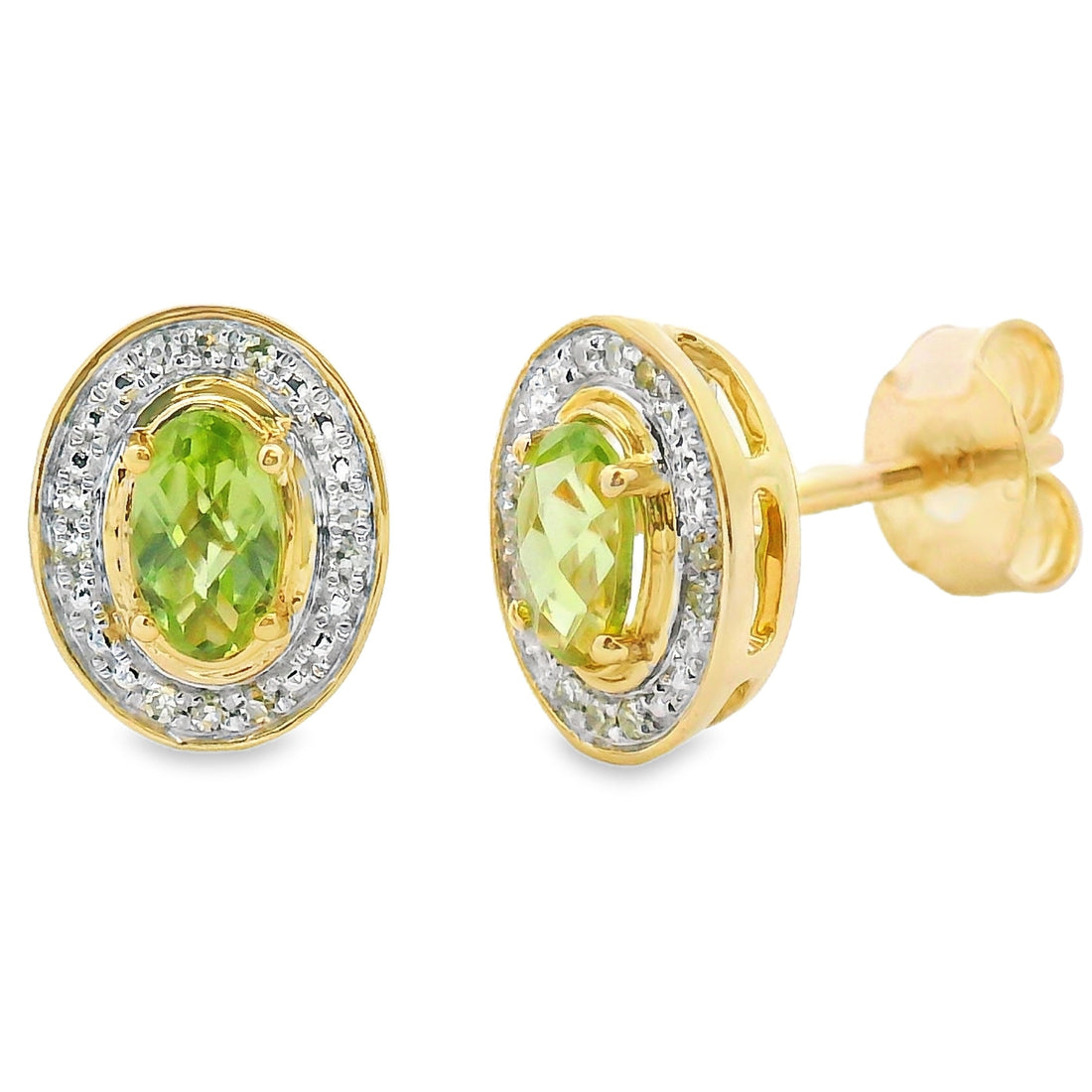 Natural .50ct Peridot Diamond Earrings 10KT Yellow Gold by Bids.com