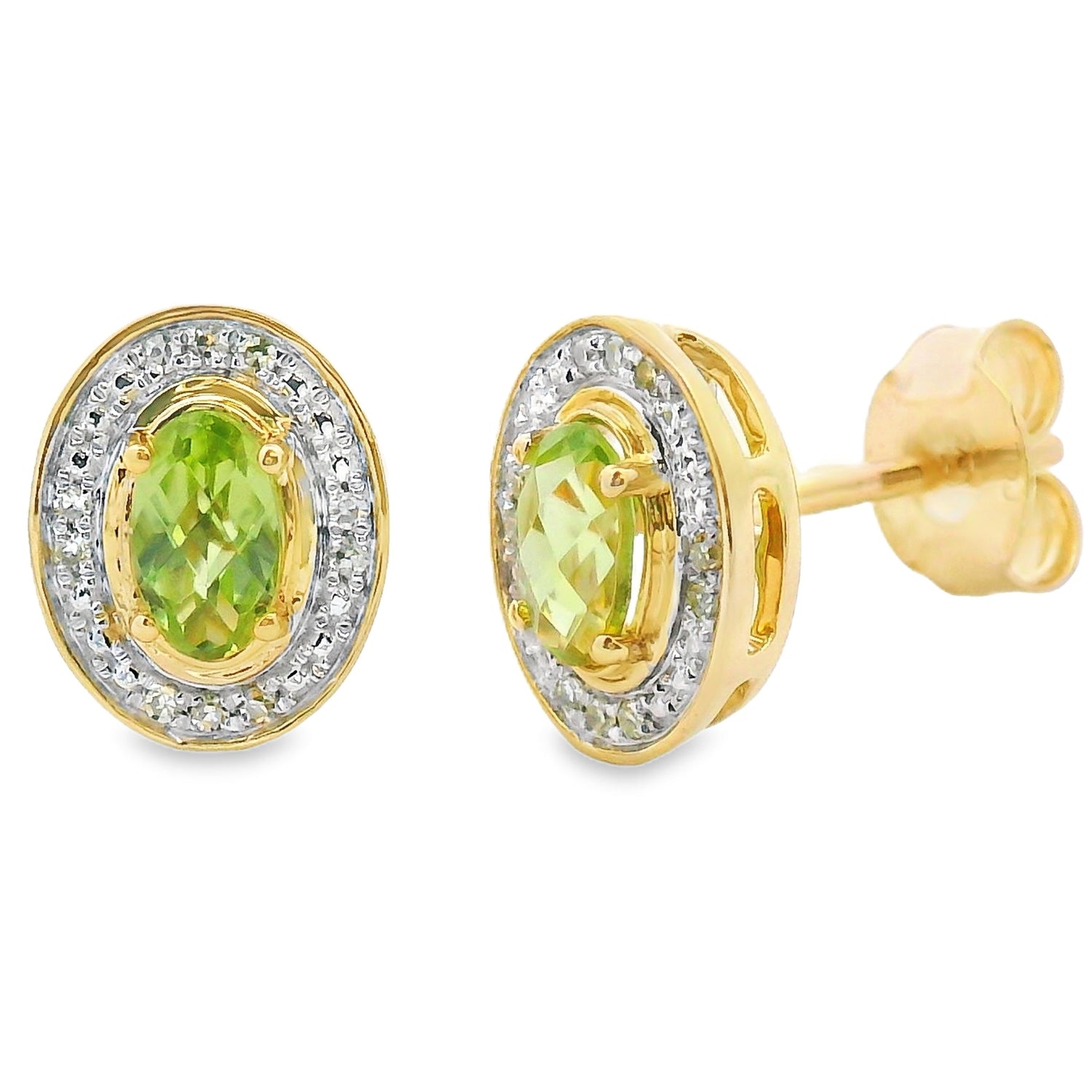 Natural .50ct Peridot Diamond Earrings 10KT Yellow Gold by Bids.com