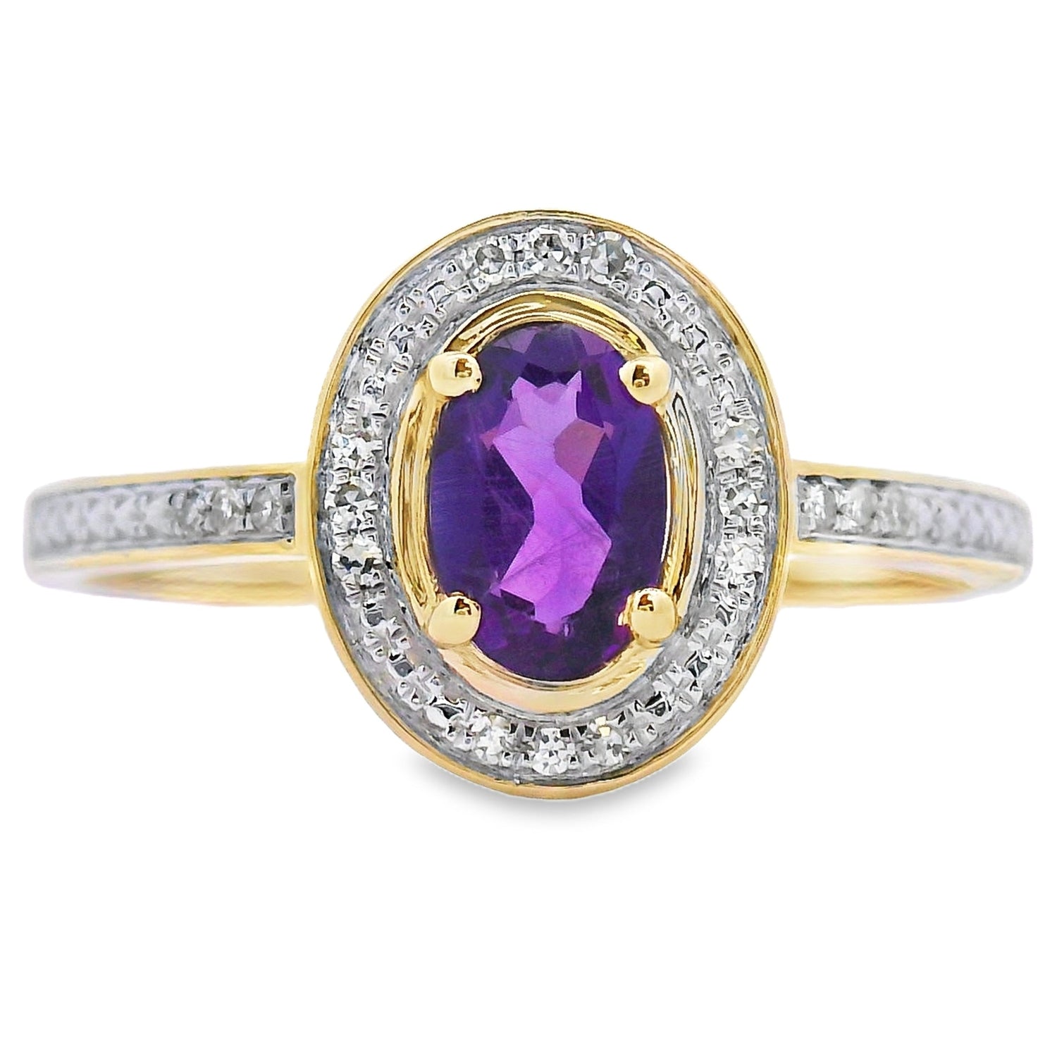 Natural .48ct Amethyst Diamond Ring 10KT Yellow Gold by Bids.com