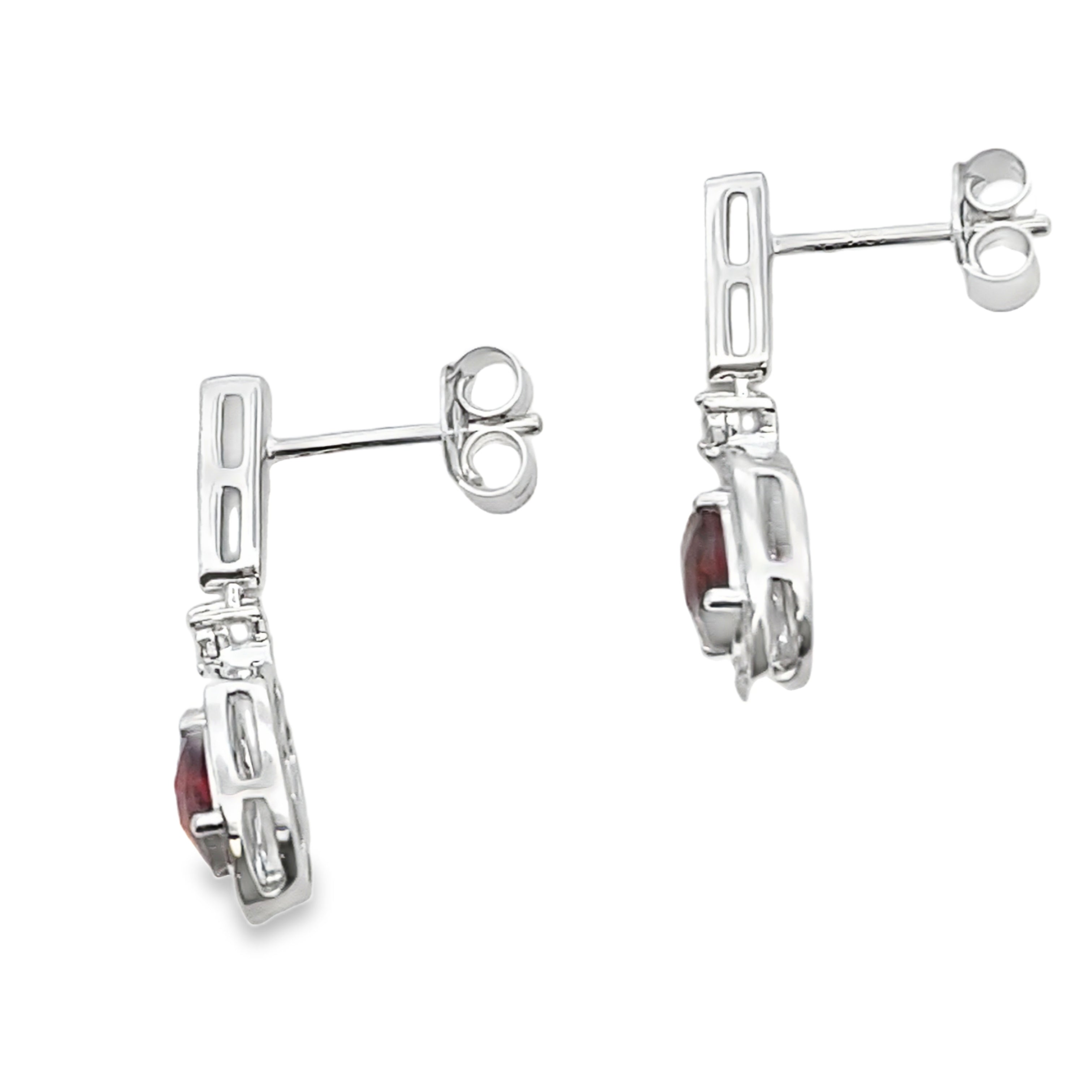 1.20ct Garnet Diamond Dangle Earrings 10KT White Gold by Bids.com