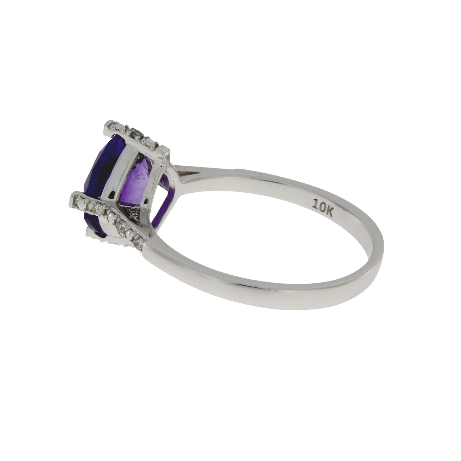 Genuine 1.25ct Amethyst Diamond Ring 10KT White Gold by Bids.com