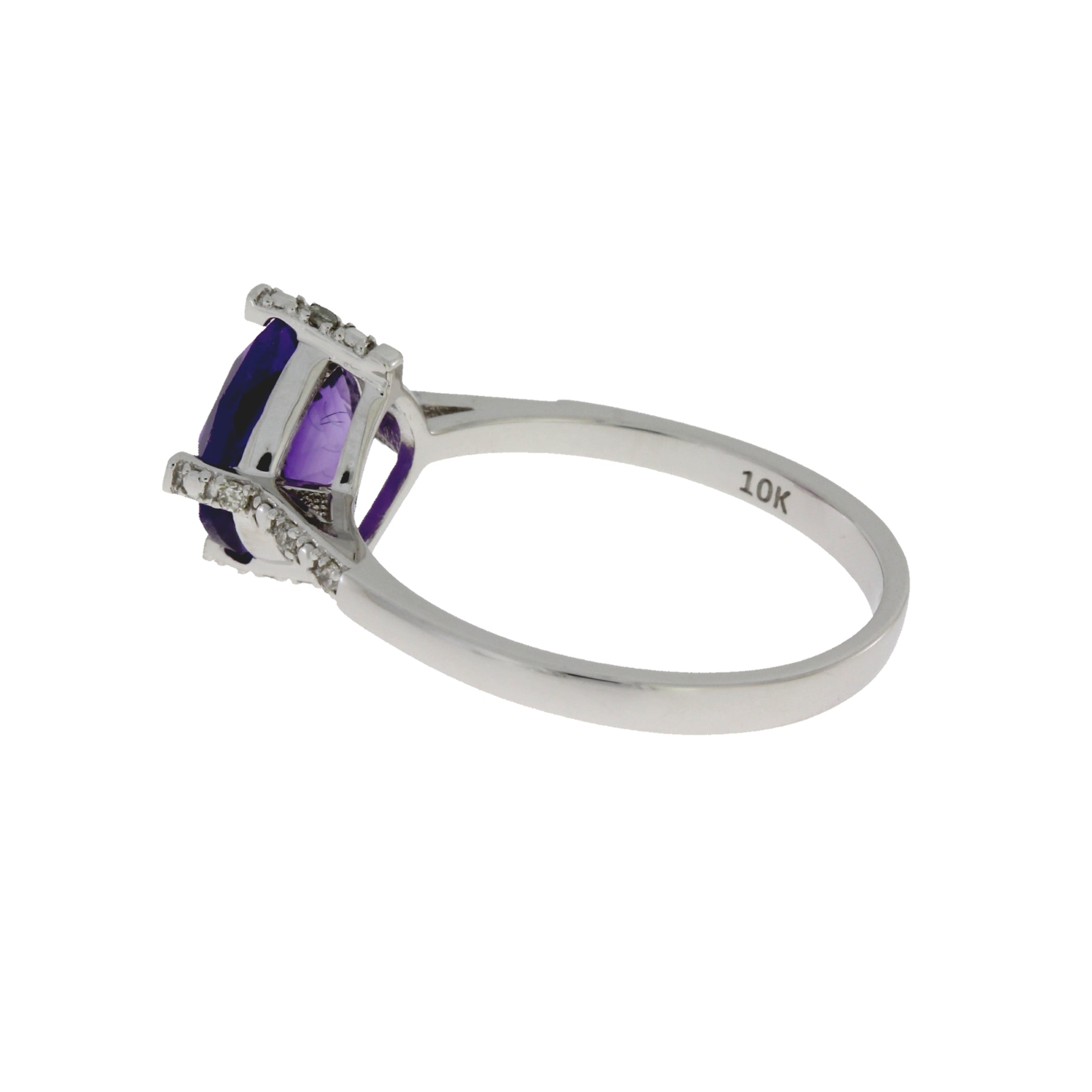 Genuine 1.25ct Amethyst Diamond Ring 10KT White Gold by Bids.com