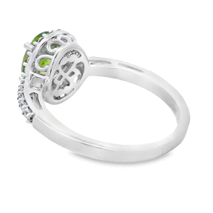 Natural Peridot Created Sapphire Ring Sterling Silver by Bids.com