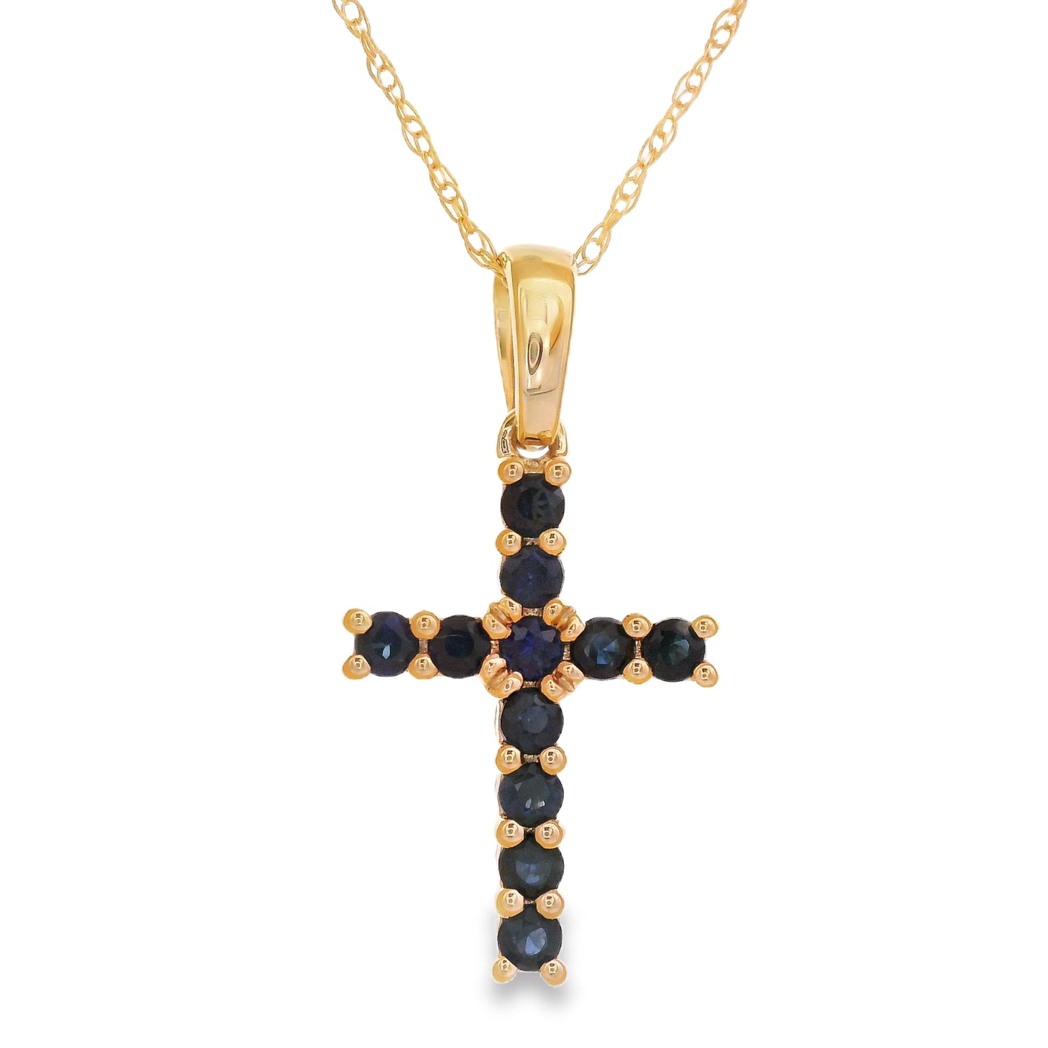 .29ct Sapphire Cross Religious Pendant 14KT Yellow Gold by Bids.com