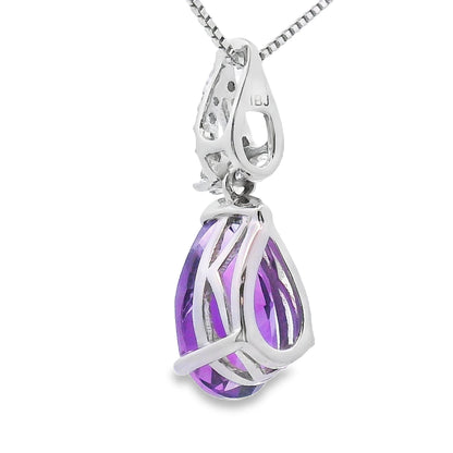 Amethyst Diamond Fashion Pendants 10KT White Gold by Bids.com