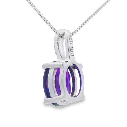 Amethyst Diamond Fashion Pendants 10KT White Gold by Bids.com