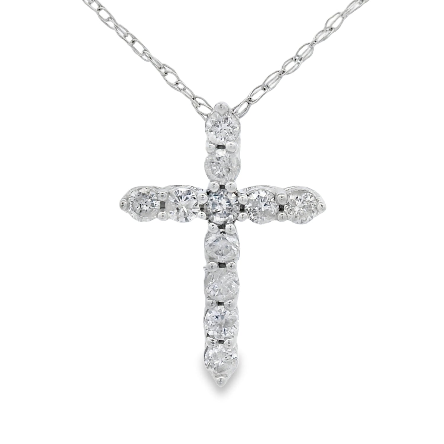 .19ct Diamond Cross Religious Pendant 14KT White Gold by Bids.com