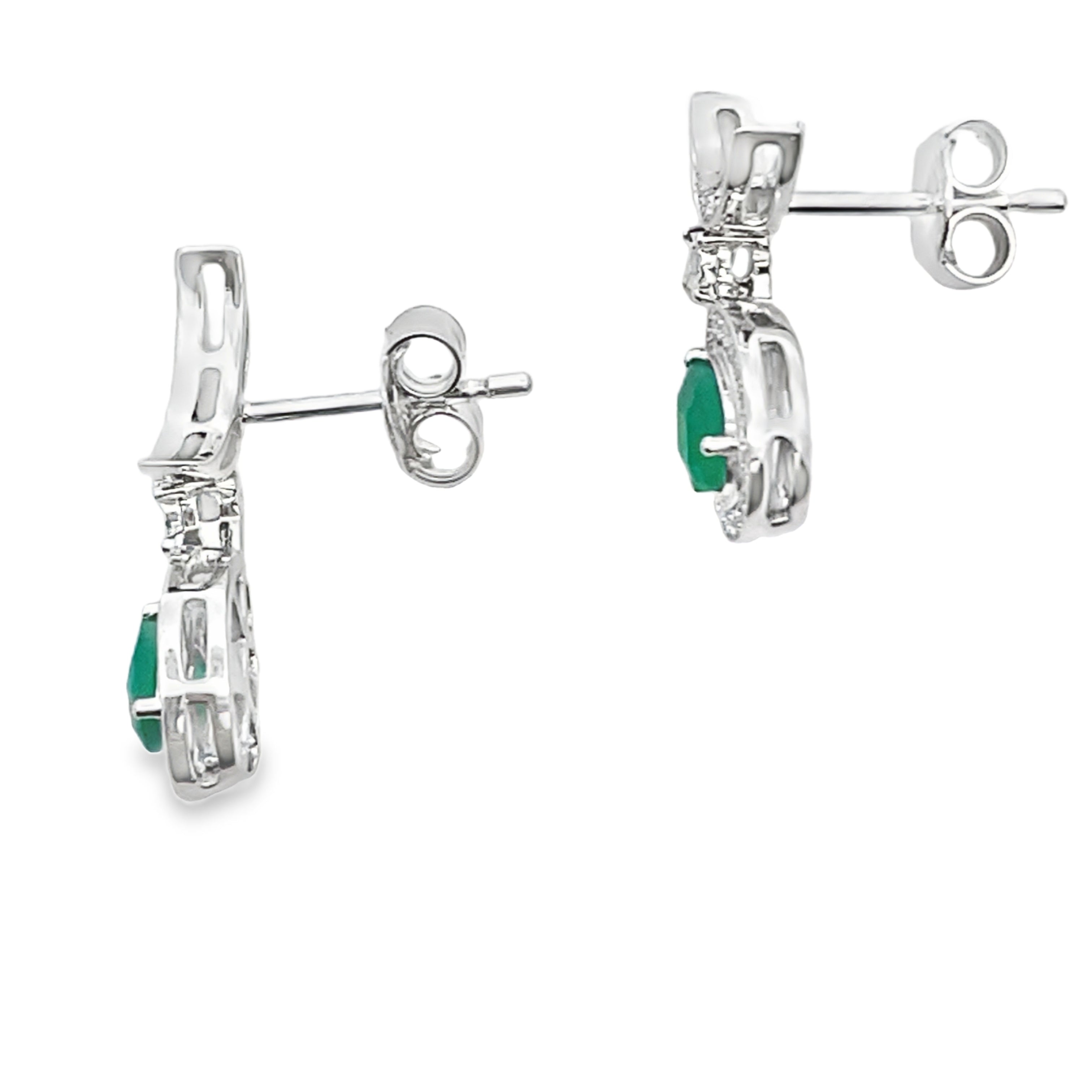 Chalcedony Diamond Dangle Earrings 10KT White Gold by Bids.com