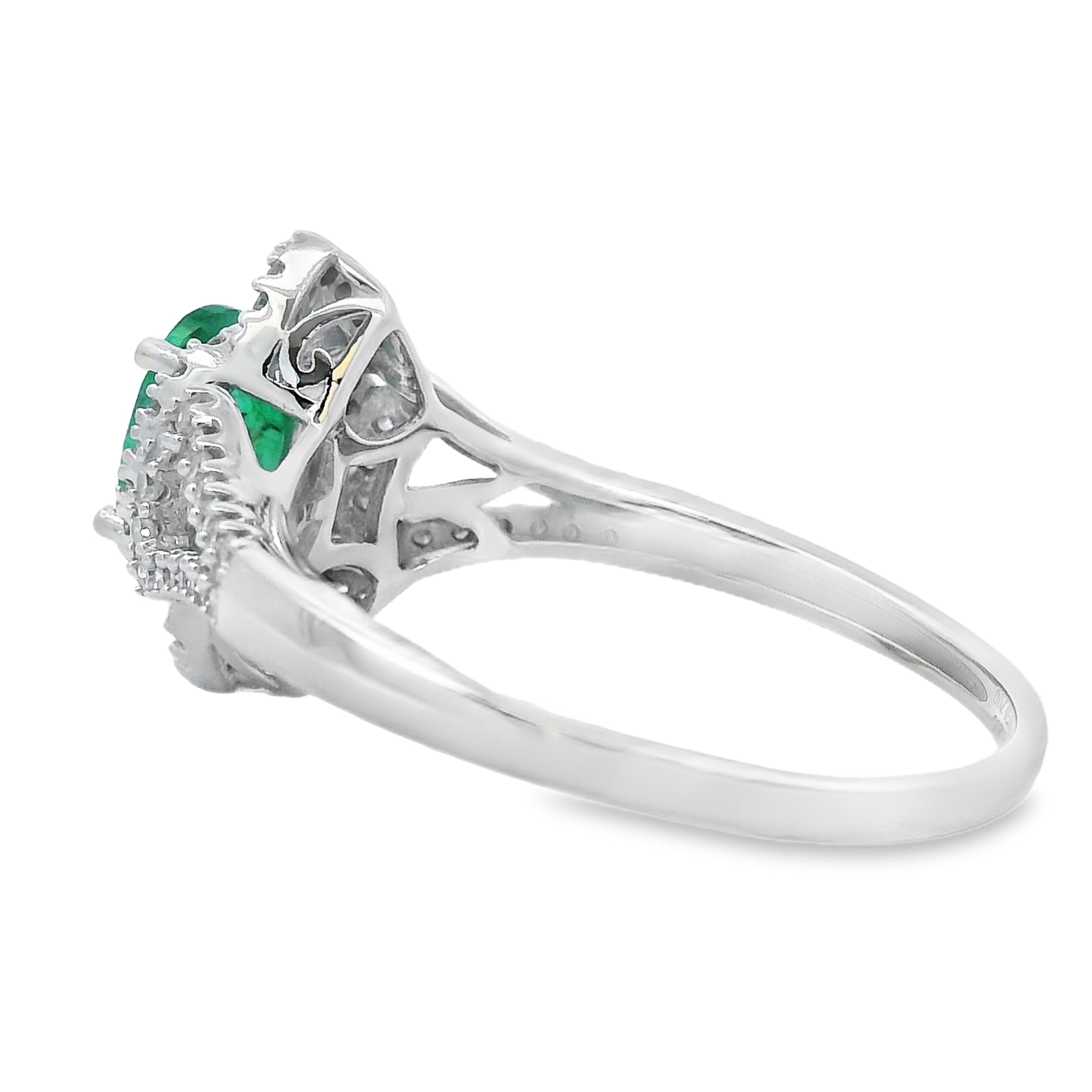 Genuine .94ct Emerald Diamond Ring 14KT White Gold by Bids.com