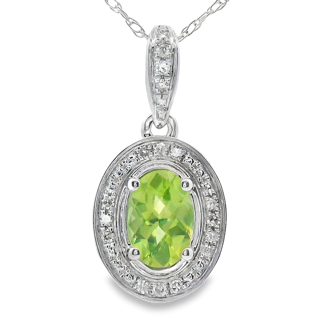 .50ct Peridot Diamond Fashion Pendants 10KT White Gold by Bids.com