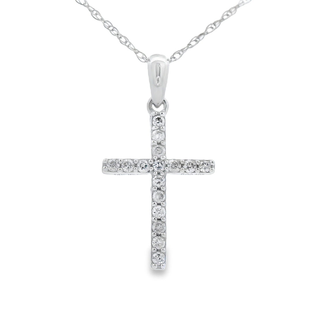 .11ct Diamond Cross Religious Pendant 14KT White Gold by Bids.com