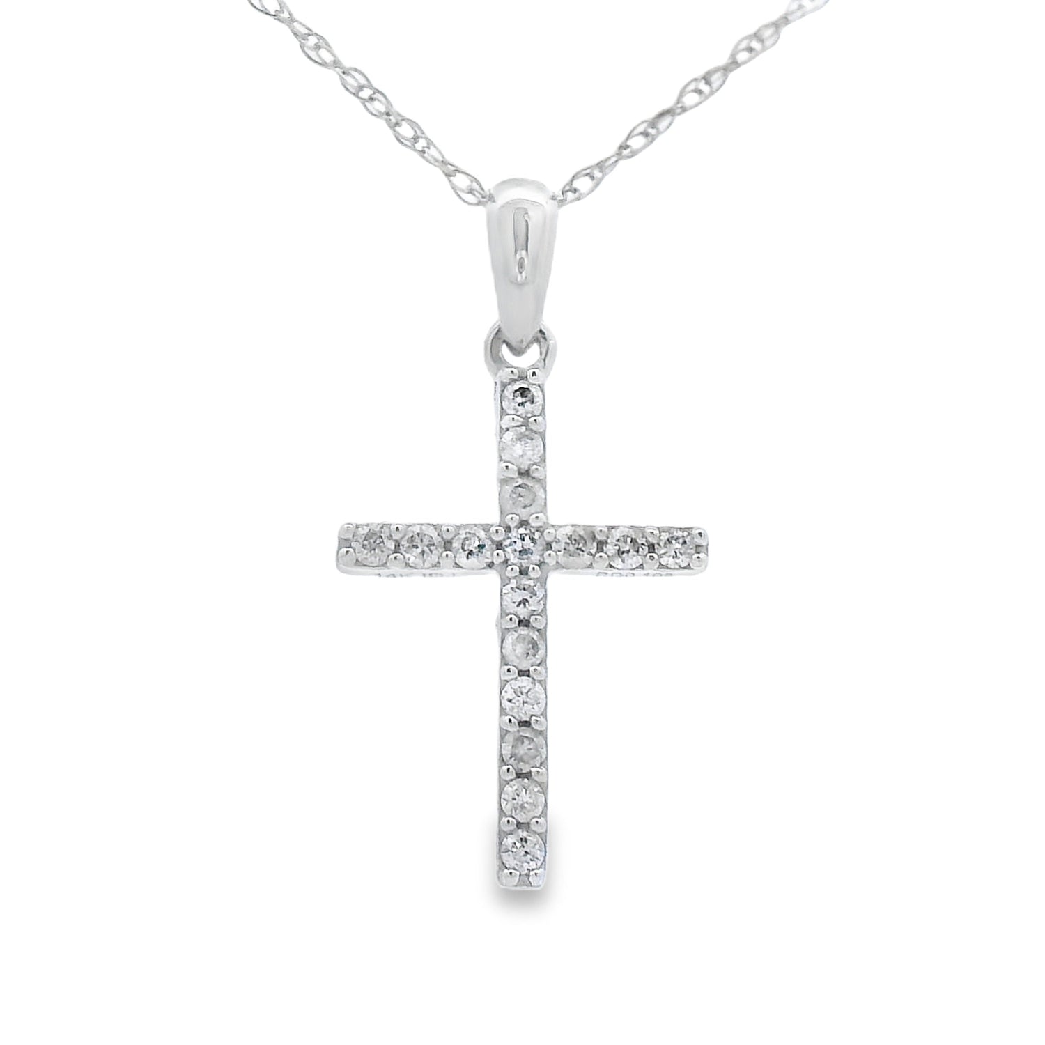 .11ct Diamond Cross Religious Pendant 14KT White Gold by Bids.com