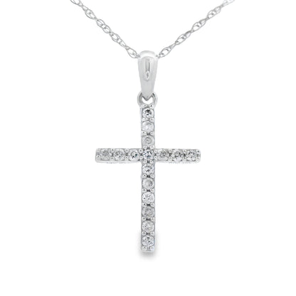 .11ct Diamond Cross Religious Pendant 14KT White Gold by Bids.com
