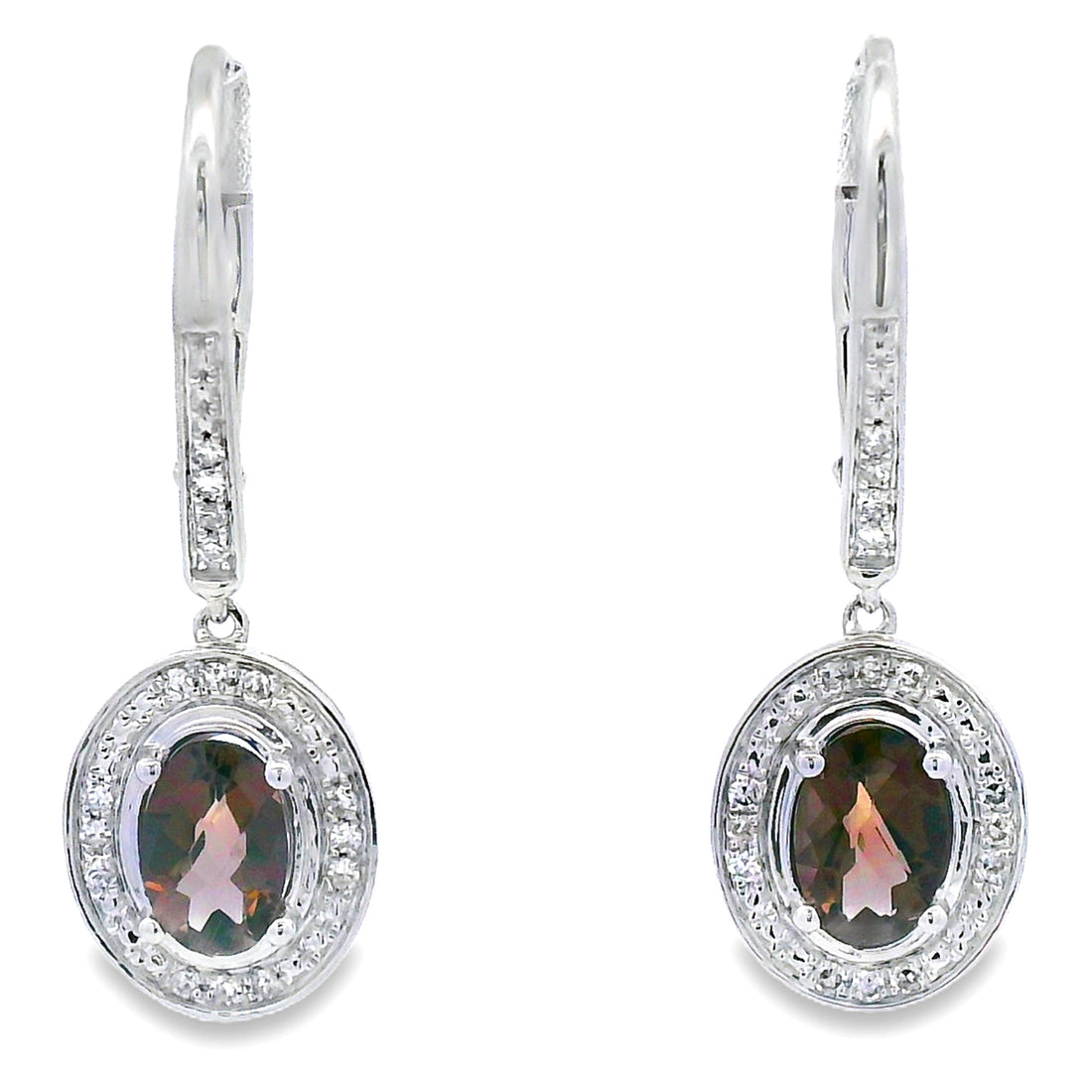 .81ct Quartz Diamond Dangle Earrings 10KT White Gold by Bids.com