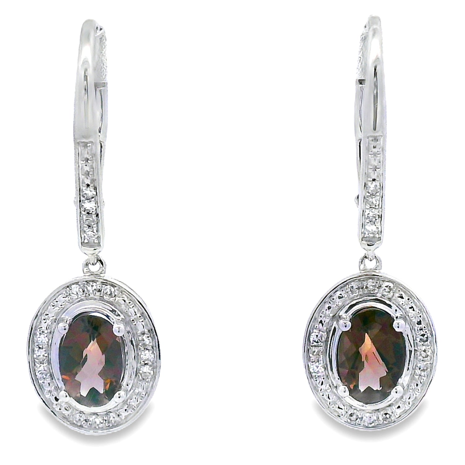 .81ct Quartz Diamond Dangle Earrings 10KT White Gold by Bids.com