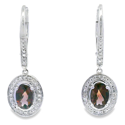 .81ct Quartz Diamond Dangle Earrings 10KT White Gold by Bids.com