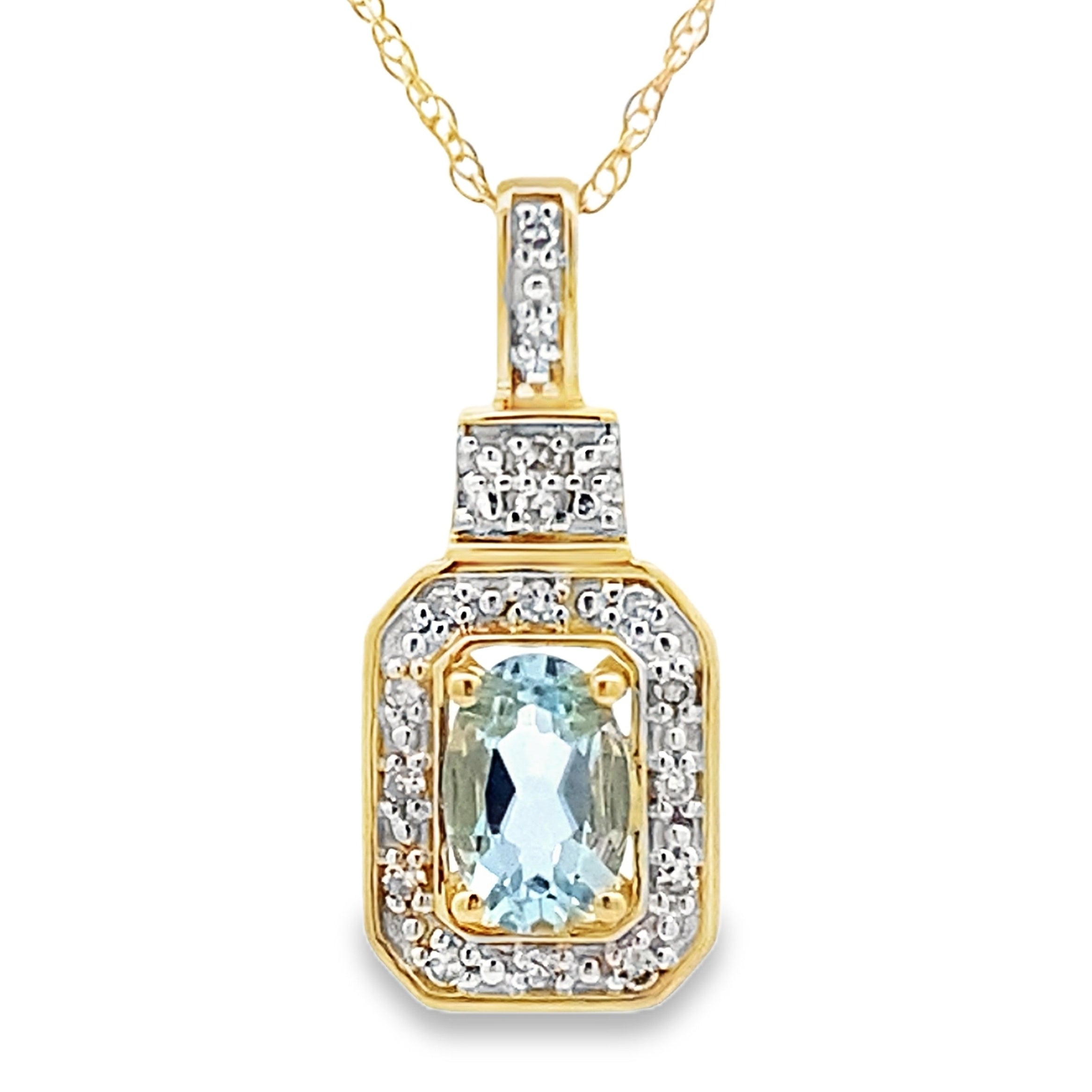 Aquamarine Diamond Fashion Pendants 10KT Yellow Gold by Bids.com