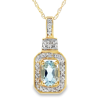 Aquamarine Diamond Fashion Pendants 10KT Yellow Gold by Bids.com