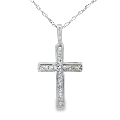 .08ct Diamond Cross Religious Pendant 14KT White Gold by Bids.com