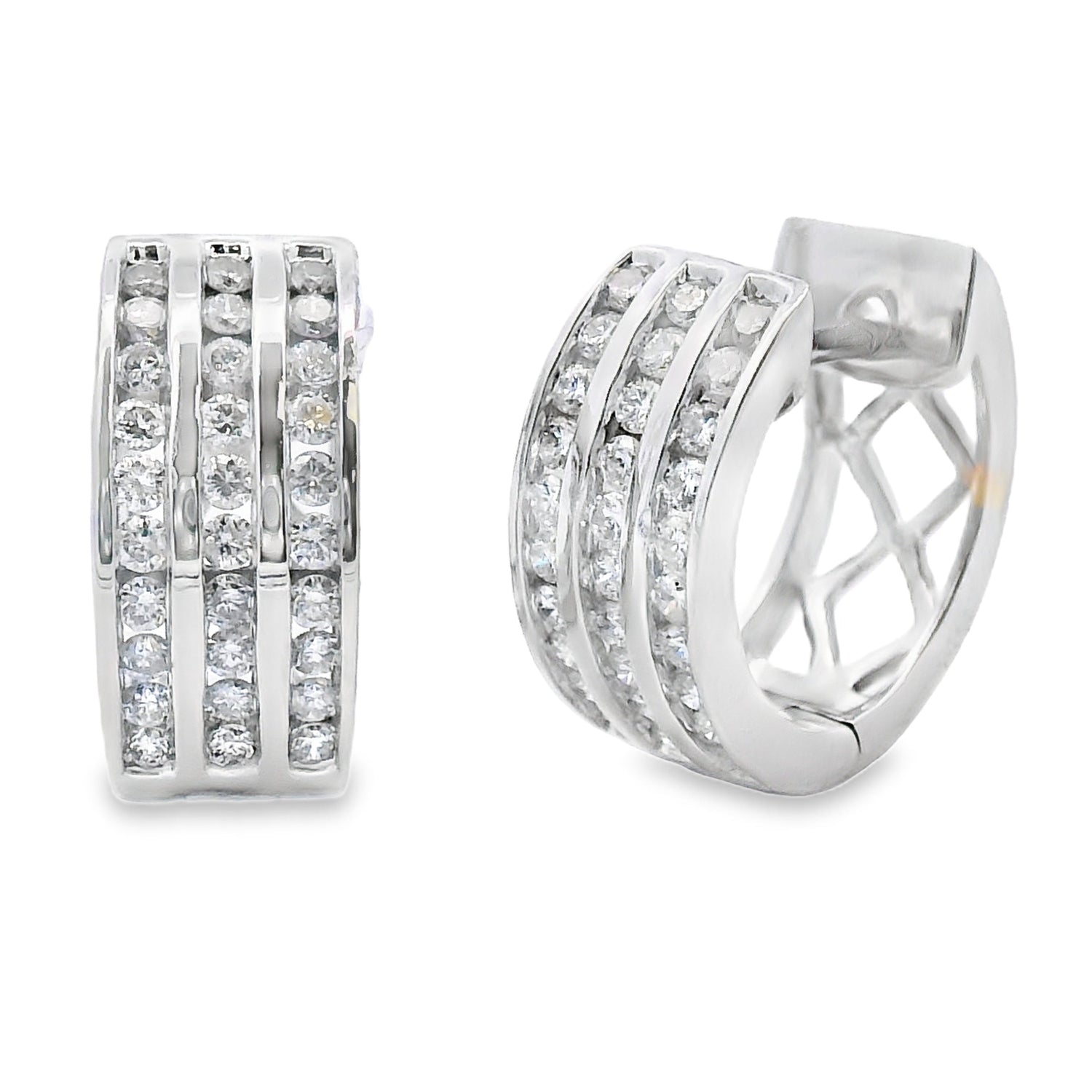 Genuine .50ct Diamond Hoop Earrings 14KT White Gold by Bids.com